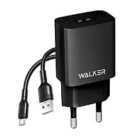 Мережевий зарядний пристрій WALKER WH-26 1USB / 2.1A +кабель MicroUSB black