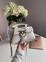 Pinko Mini Classic Lady Love Bag Puff Chevron White/Gold