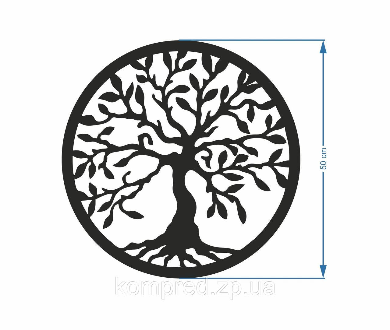Металеве панно ДЕРЕВО-КОЛО (497,5х497,5х1,2) , картина артметалл, фото 1