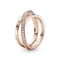 Серебряное тройное кольцо в позолоте Пандора Pandora