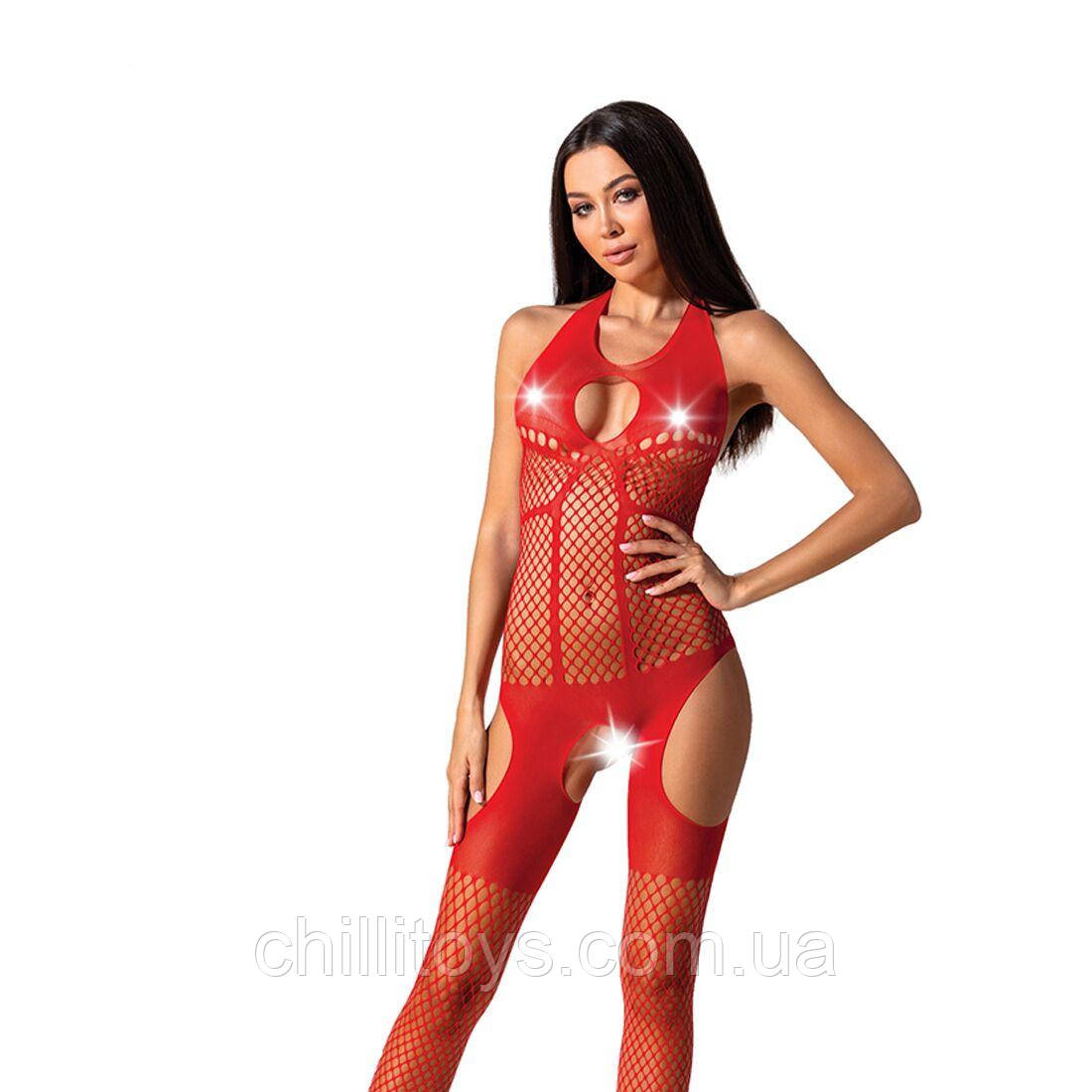 Бодістокінг з імітацією панчох Passion BS079 red