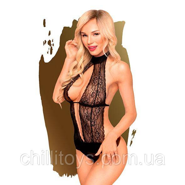Боді з високим коміром та глибоким декольте Penthouse - Perfect Lover Black M/L SO4377