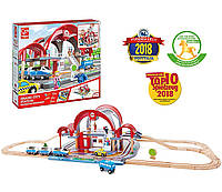Железная дорога Hape Станция Гранд-Сити со световыми и звуковыми эффектами (E3725) детская, игрушечная