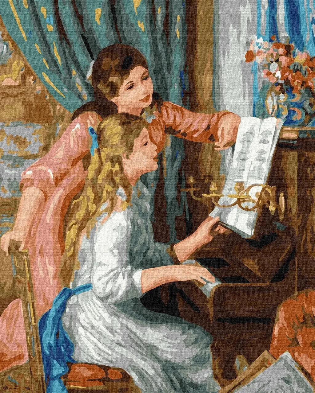 Картина за номерами 'Дві дівчини за фортепіано' 40х50 КНО2664