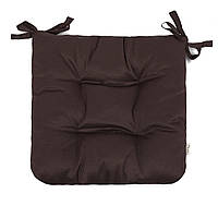 Подушка на стул, кресло, табуретки, садовые кресла 35х35х8 тёмно - коричневая с двумя завязками
