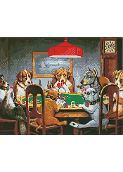 Алмазна мозаїка 'Собаки грають в покер' 40х50 АМО7509