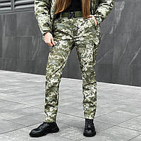 Брюки-карго для женщин с боковыми карманами пиксельные Pobedov Static