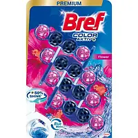 Туалетный блок для унитаза Bref Color aktiv Цветочная свежесть, 4 шт. по 50 г