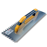 Гладила - тертка зубчаста штукатурна 50 см, зуб 8 мм Closed Touch Handle, нержавіюча сталь, жовта (478)