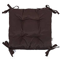 Подушка на завязках темно коричневая на стулья кресла табуретки и садовые кресла 45х45х8