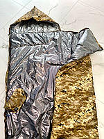 Спальний мішок із підігрівом від USB 75х243см. Спальник із термо-підкладкою Omni heat великий теплий. Піксель