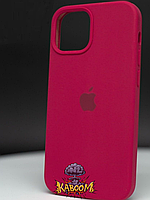 Чехол с закрытым низом на Айфон 12 / 12 Про Бордовый / Silicone Case для iPhone 12 / 12 Pro Rose Red