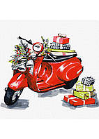 Картина по номерам Идейка Рождественский мотоцикл 30х30 KHO5011
