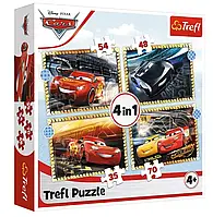 Пазли Trefl 4 у 1 – Тачки-3. На старт, внимание, марш! / Disney Cars-3. 35,48,54,70 элементов (34608)