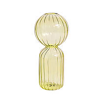 Ваза для квітів REMY-DEСOR скляна декоративна ваза Лімо жовтого кольору висота 18 см для декору будинку