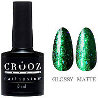 Гель-лак CROOZ Cat Eye Mercury 02 зеленый с поталью, 8 мл