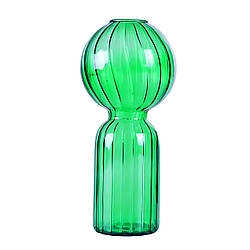 Ваза для цветов REMY-DEСOR стеклянная декоративная ваза Лимо зеленого цвета высота 18 см для декора дома