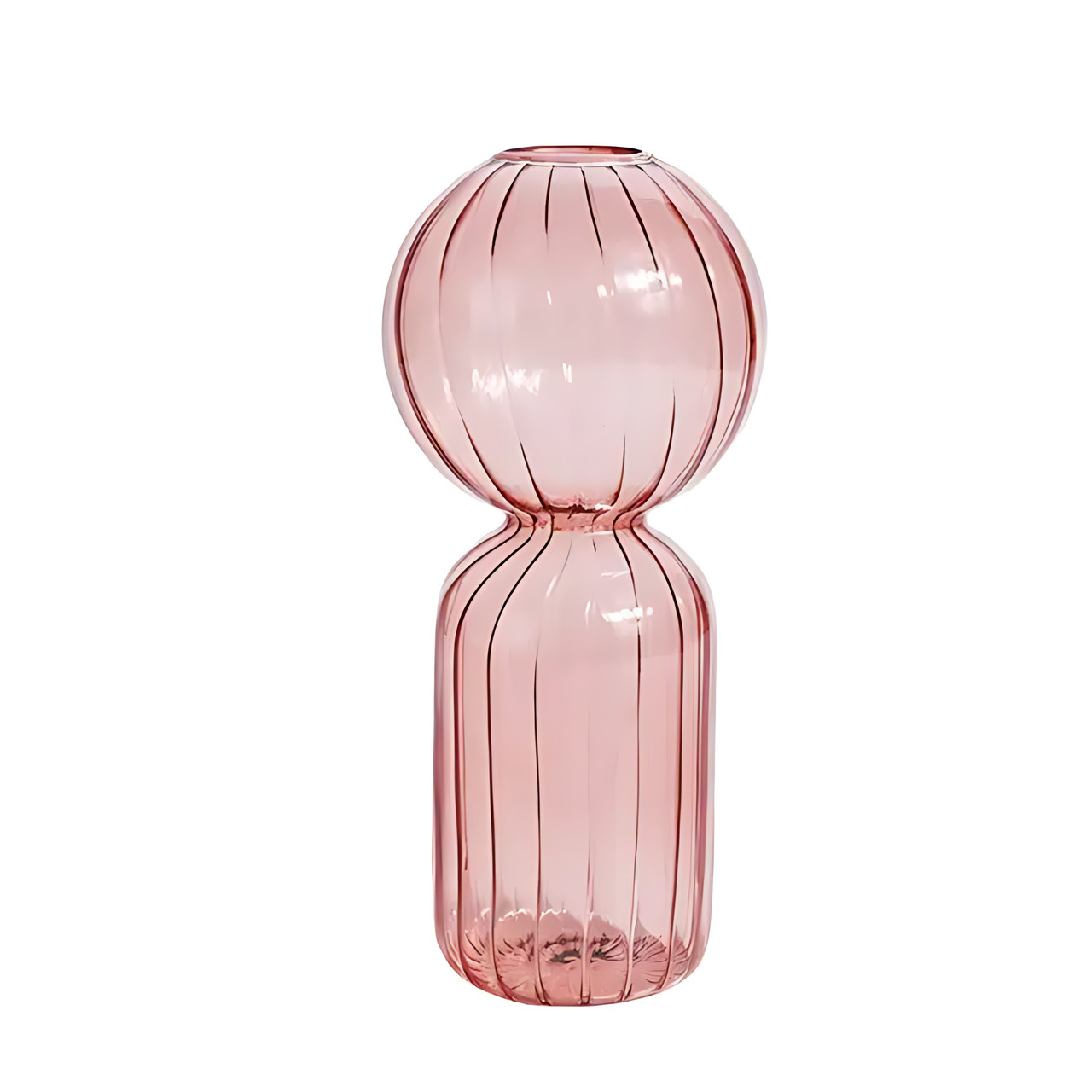 Ваза для квітів REMY-DEСOR скляна декоративна ваза Лімо рожевого кольору висота 18 см для декору будинку
