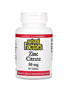 Natural factors Цитрат цинка, 50 мг, 90 таблеток