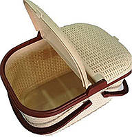 Корзина для пикника пластиковая с крышкой плетеная для продуктов Ротанг 30л коричневый 1036