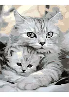 Картина по номерам Strateg Кошка и котенок 40х50 см (GS1005)