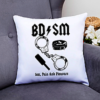 Подушка декоративная с оригинальным принтом "BDSM. Sex. Pain and pleasure. БДСМ" Push IT