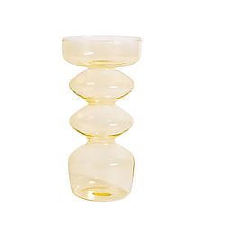 Ваза для квітів REMY-DEСOR скляна декоративна ваза Стелла жовтого кольору висота 14 см для декору будинку