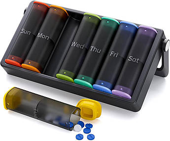 Преміальний контейнер для таблеток Koviuu Weekly Pill Organizer Translucent black