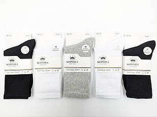 Жіночі демісезонні шкарпетки Корона, бавовна, однотонні спортивна резинка. Розмір 37-41, 10 пар/уп. кольорів