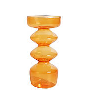 Ваза для квітів REMY-DEСOR скляна декоративна ваза Стелла помаранчевого кольору висота 14 см для декору будинку