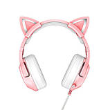 Ігрові навушники ONIKUMA K9 3.5 jack Cat Ears котячі вушка провідні з підсвічуванням мікрофоном гарнітура, фото 3
