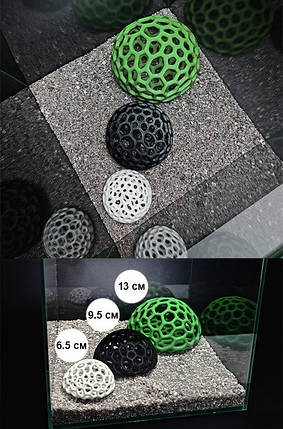 Декорация AQUAXER, Frame 3D, Semisphere 9.5 см. Домик для террариума, аквариума и креветочника, 3D печать, фото 3