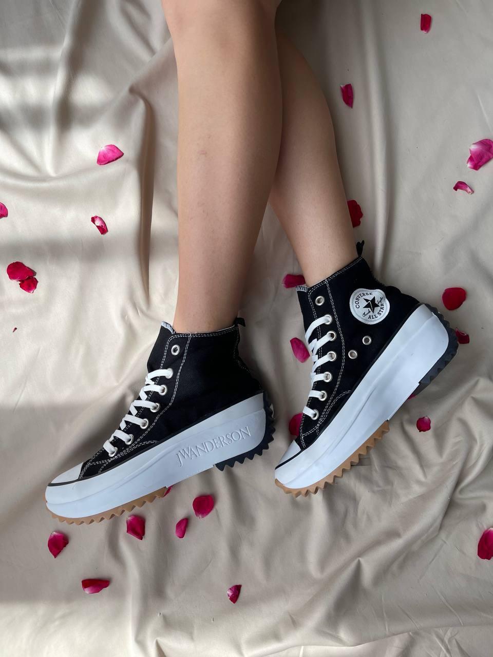 Модні жіночі кеди Converse Run Star Hike Black на платформі. Стильні кросси жіночі Конверс.