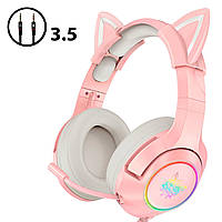 Игровые наушники ONIKUMA K9 3.5 jack Cat Ears кошачьи ушки проводные с подсветкой микрофоном гарнитура