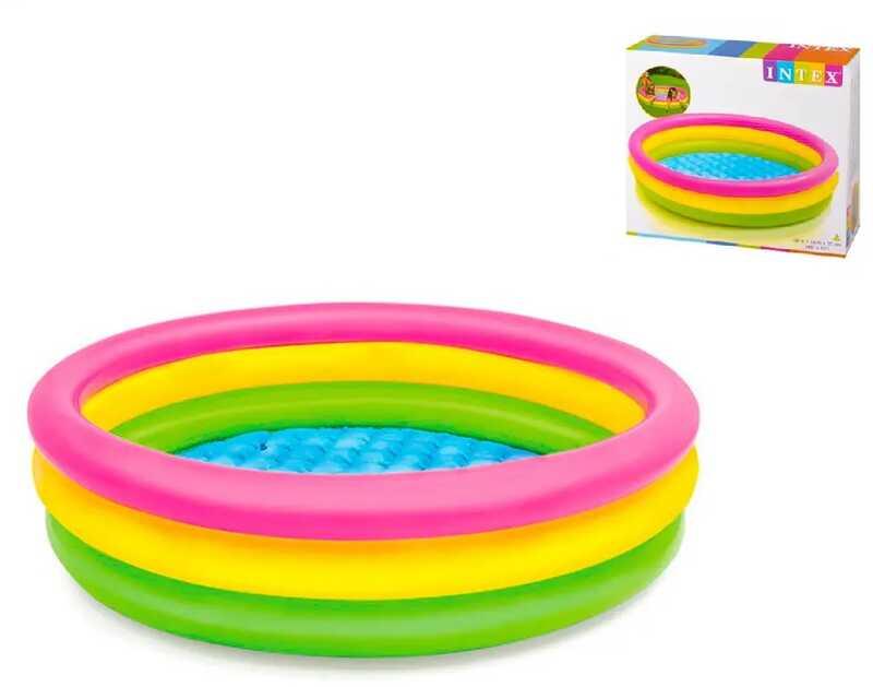 Intex Басейн 57412 NP "Райдуга" (6) 3 кільця, розміром 114х25 см, об'єм: 136л, вага: 1,2 кг, від 3 до 6 років
