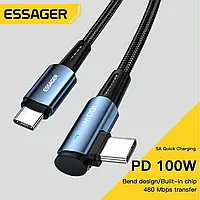 Провод боковый Essager 100W 5A USB-A - Type-C кабель шнур