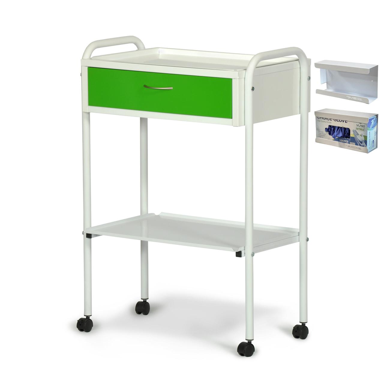 Столик маніпуляційний із тримачем для рукавичок СМ-3 пересувний медичний для процедурного кабінету Омега