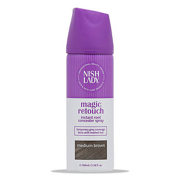 Спрей для маскування сивини та коріння NishLady Hair Magic Retouch Root Concealer Коричневий, 100мл