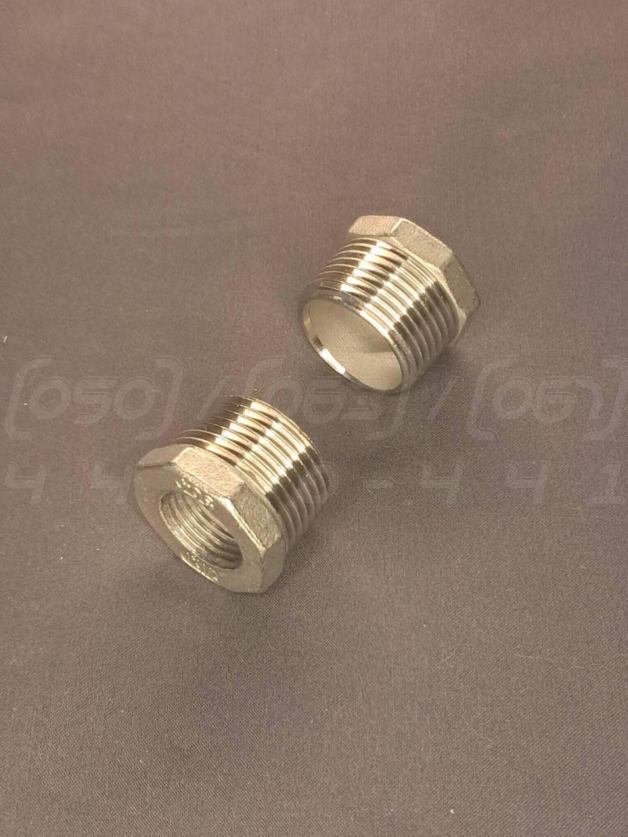 Футорка нержавіюча перехідна Ду25х15 (1"x1/2") н/ж сталь AISI304, Class 150, різьба BSPP, лита, фото 1