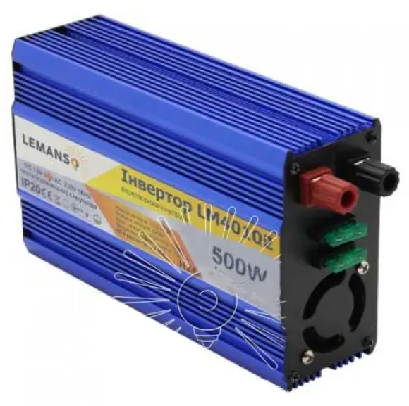 Інвертор синій корпус Lemanso LM40102 з 12VDC до 230V AC 500W 600VA