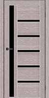 Дверное полотно MS Doors ORLEAN 80см дуб серый черное стекло сатин PK, код: 7757634