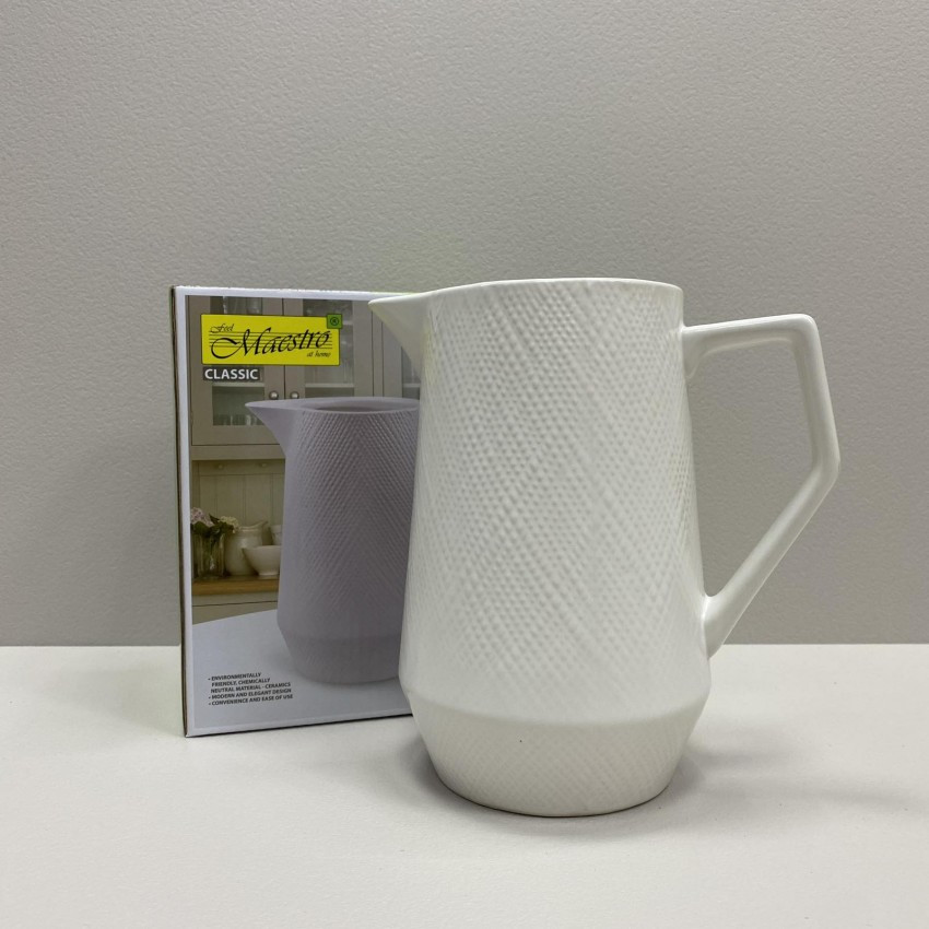 Глечик керамічний для соку, води 1000 мл Maestro MR-20002-55 White, фото 1