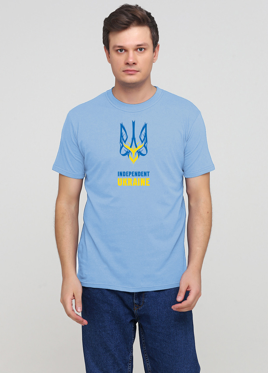 Чоловіча футболка з патріотичним принтом блакитна 19М319-17 M