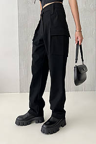 Жіночі чорні брюки карго Зарема 40 42 44 46 48 50 розміри