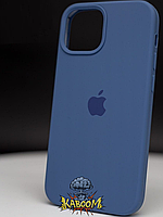 Чехол с закрытым низом на Айфон 12 / 12 Про Темно - Синий / Silicone Case для iPhone 12 / 12 Pro Deep Navy