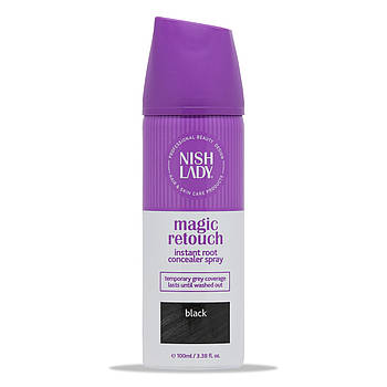 Спрей для маскування сивини та коріння NishLady Hair Magic Retouch Root Concealer Чорний, 100мл