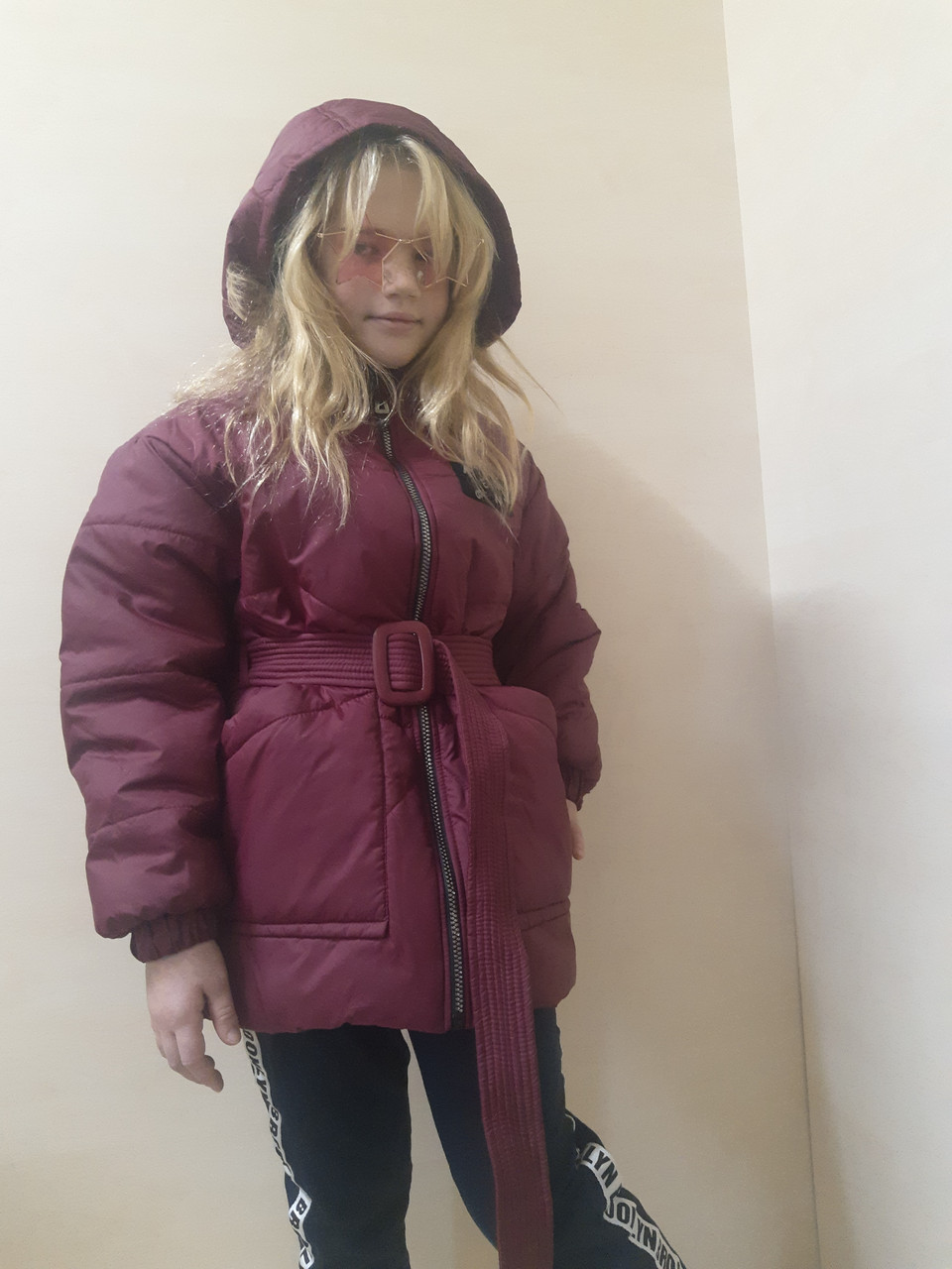 Подовжена демісезонна Куртка оверсайз з капюшоном для дівчинки р.146 152