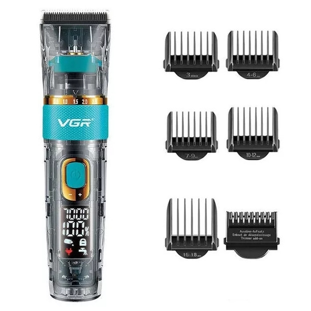 Бездротова машинка VGR V-695 для стрижки волосся та бороди з LED-дисплеєм, фото 1