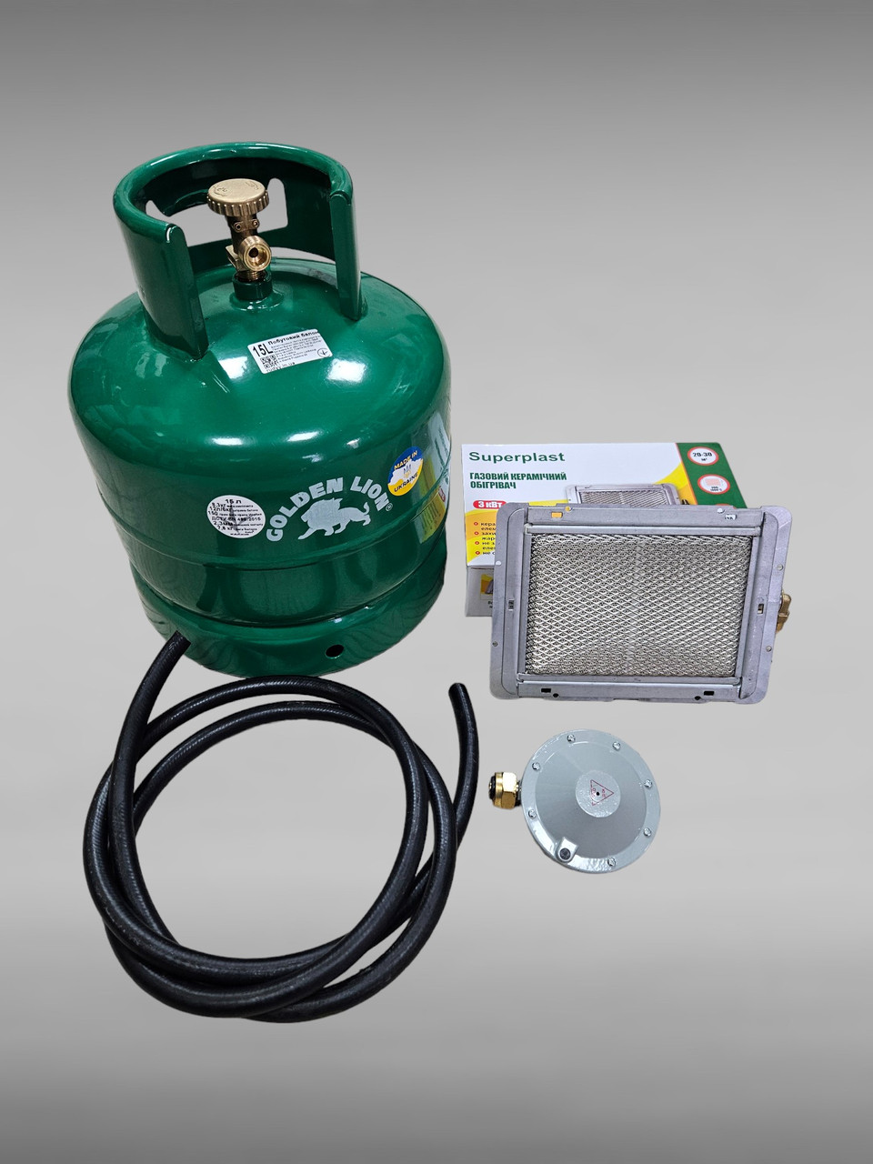 Газовий балон Rudyy 15л газовий обігрівач Superplast 3 кВт
