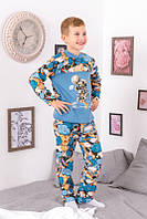 Демисезонная Пижама для мальчика на кнопке "Космонавт", футер начос, от 104 см до 134 см